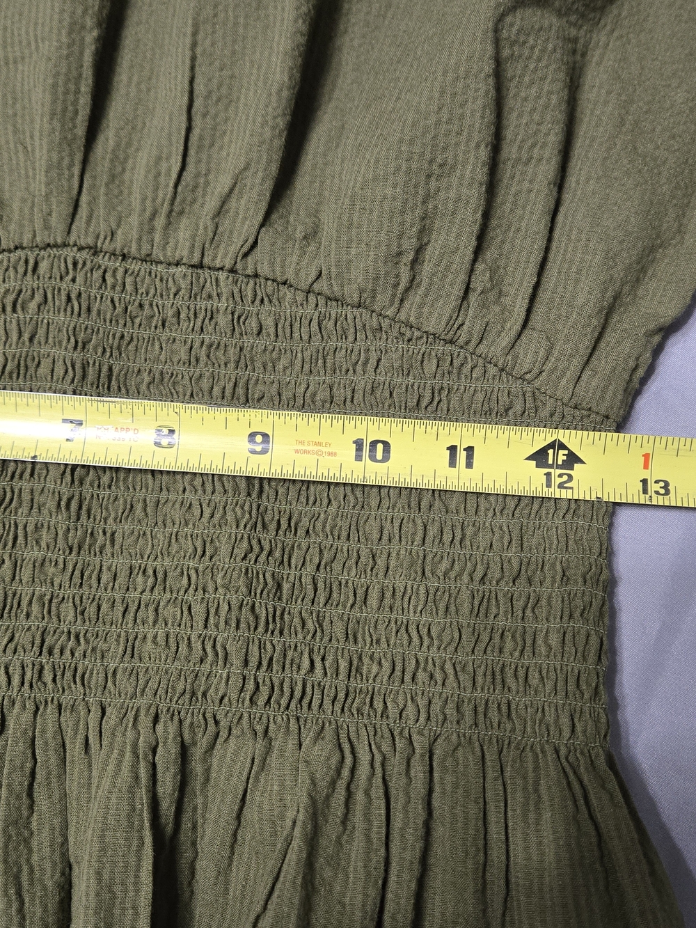 Madewell Sz Small Olive Green Smocked-Waist Maxi Dress - Picture 8 of 9